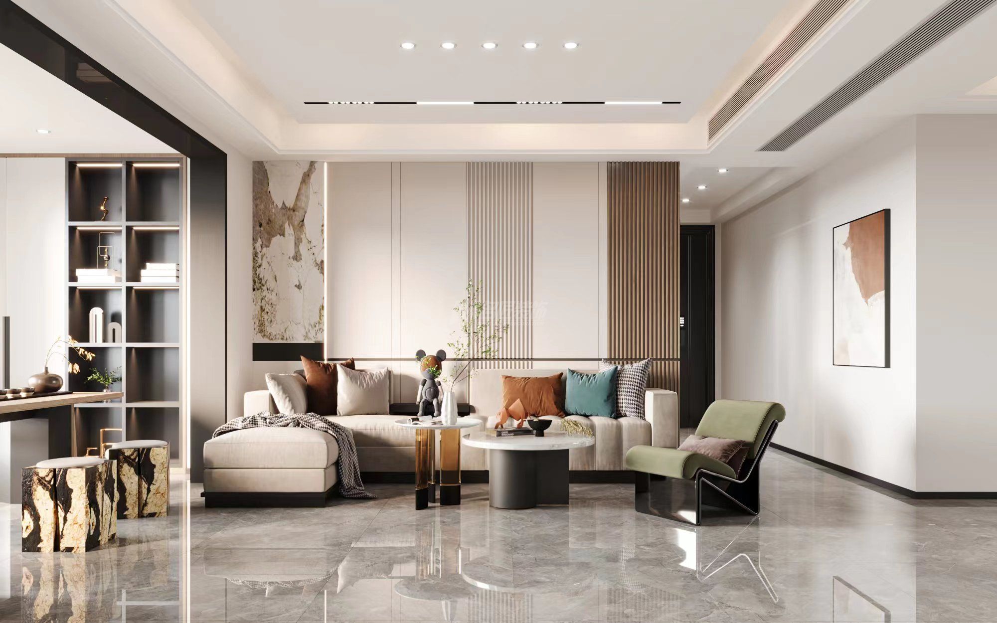 南宁龙光玖珑湖153㎡客厅现代简约装修风格案例效果图