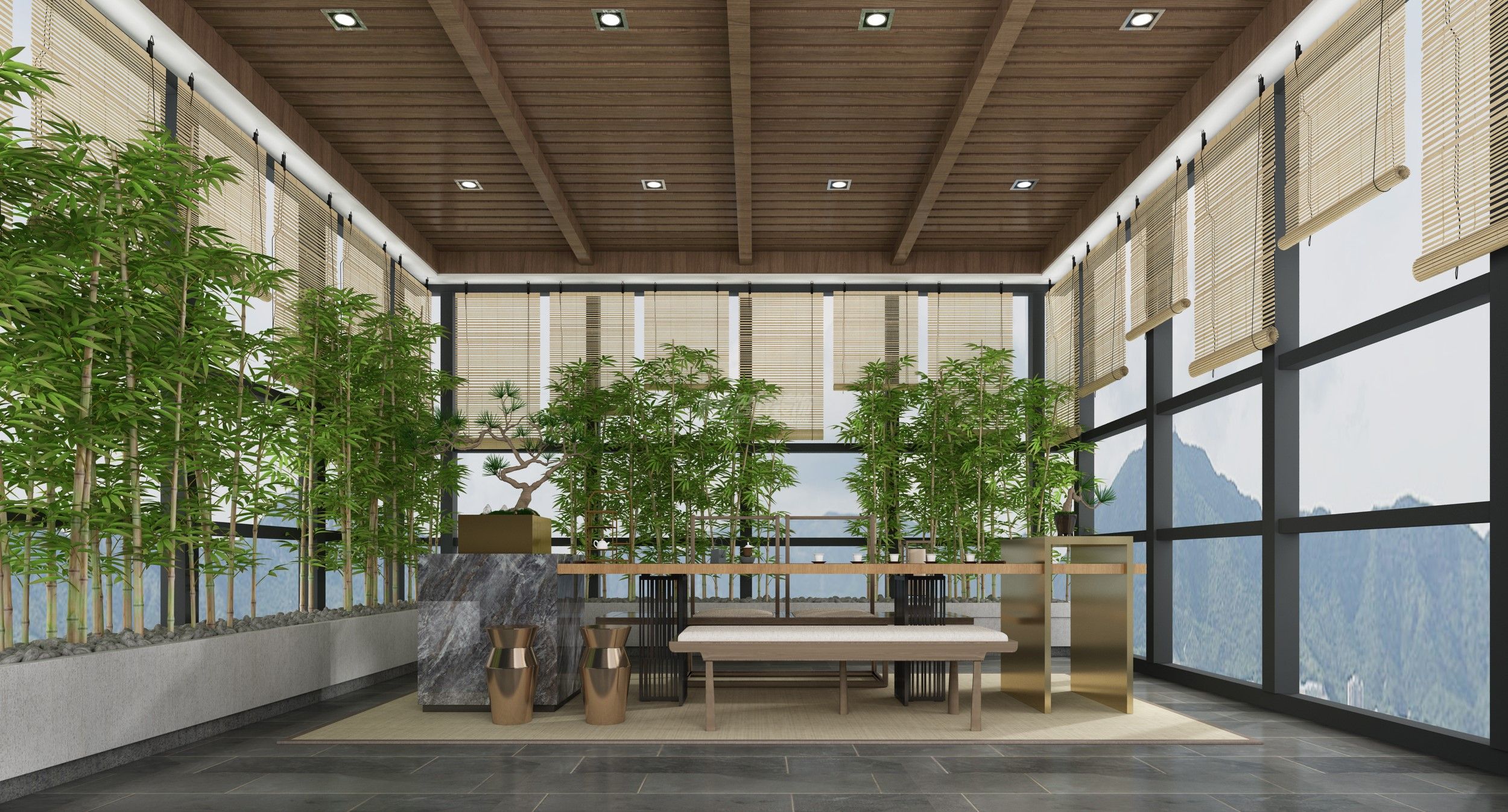 戴府330㎡茶室现代简约装修风格效果图